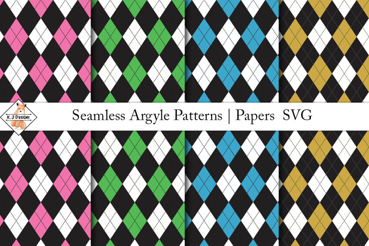 Seamless Argyle Patterns SVG | Digital papers example image 1