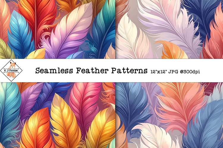 Seamless Feather Digital Papers | Patterns