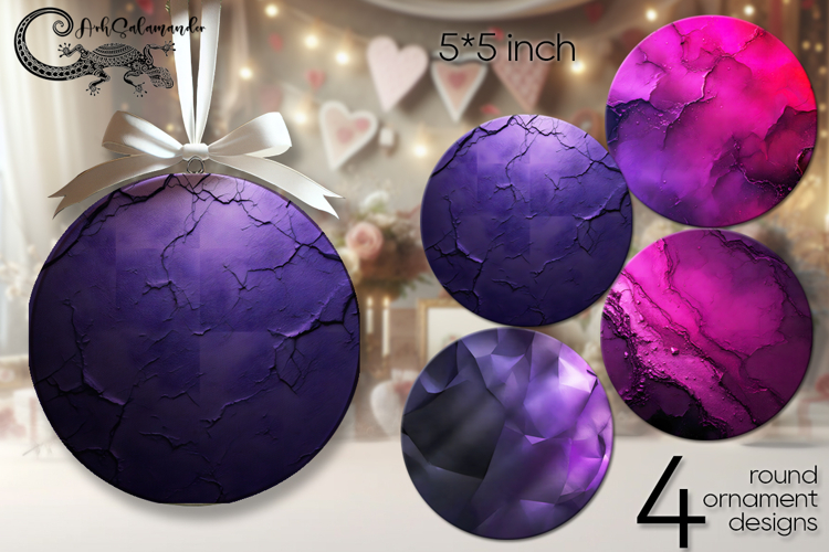 Abstract purple background | 4 round ornaments designs