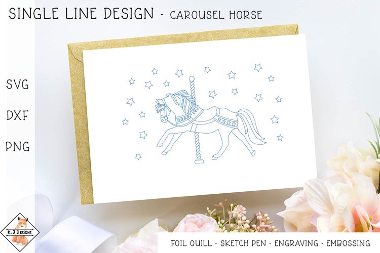 Carousel Horse SVG for Foil Quill | Single Line Designs