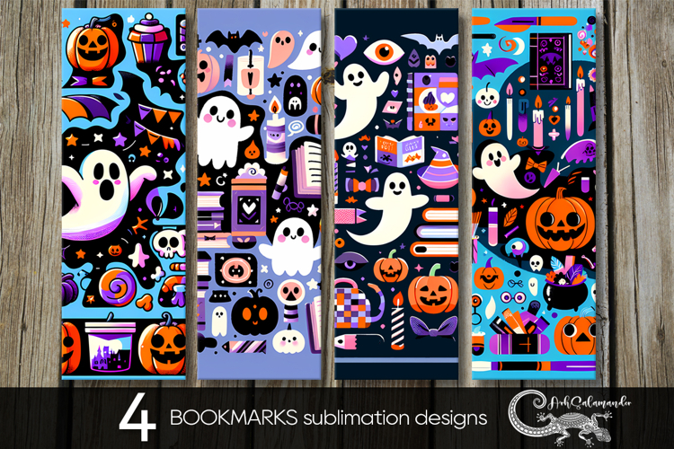 Funny Halloween | 4 bookmarks sublimation designs