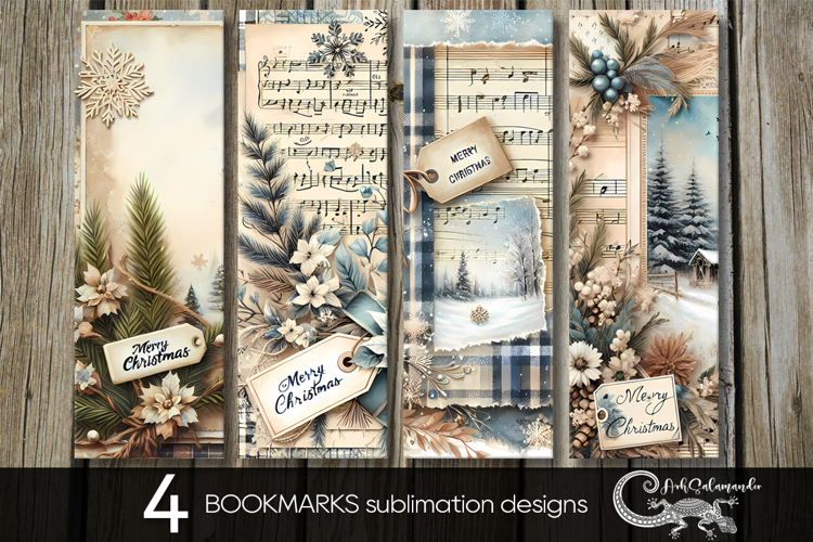 Vintage Christmas | Xmas bookmarks sublimation design P