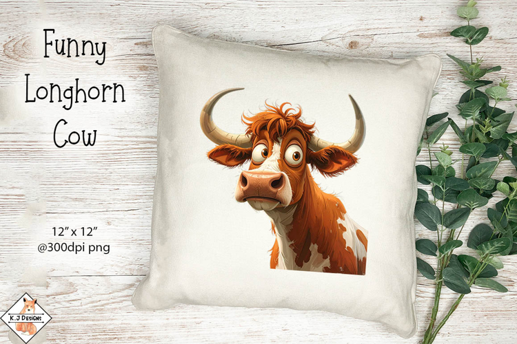 Funny Longhorn Cow Sublimation Design