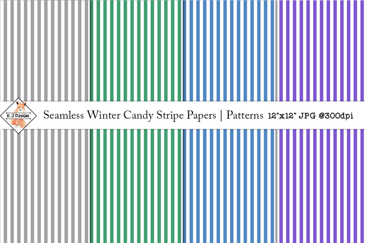 Seamless Winter Candy Stripe Papers | Patterns