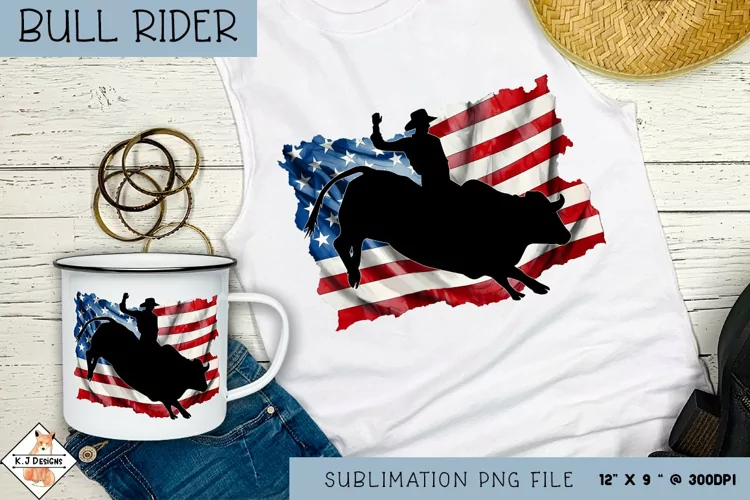 Bull Rider Sublimation Design| US flag