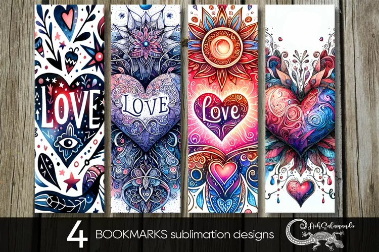 Valentine inscription | Love bookmarks sublimation design PL