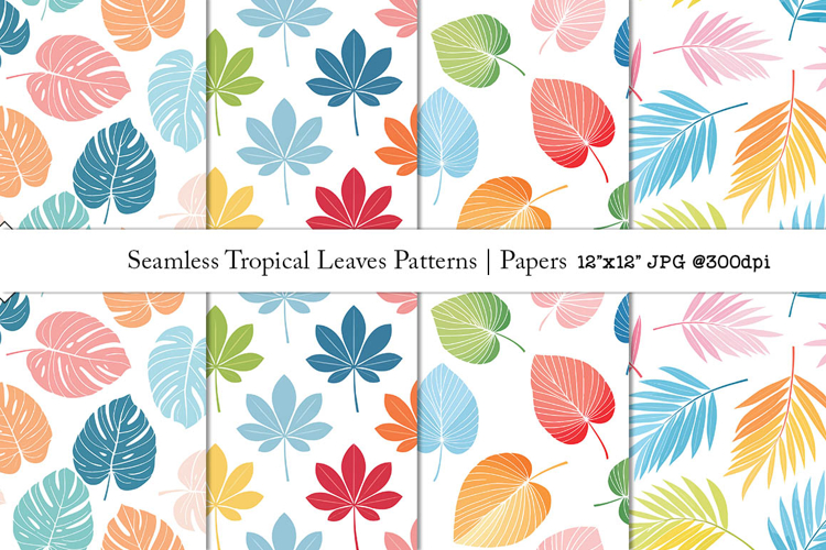Seamless Tropical Leaves Patterns | Digital Papers