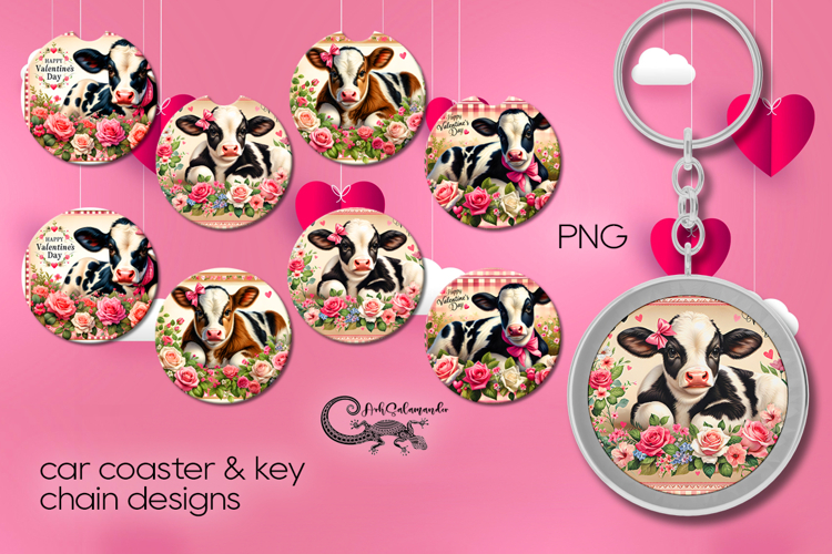 Valentine farm | car coaster & key chain Sublimation design