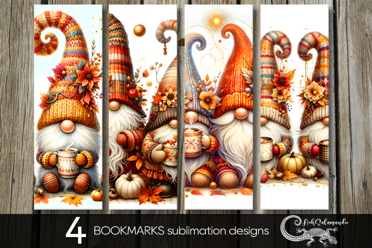 Autumn gnome | fall bookmarks sublimation designs P