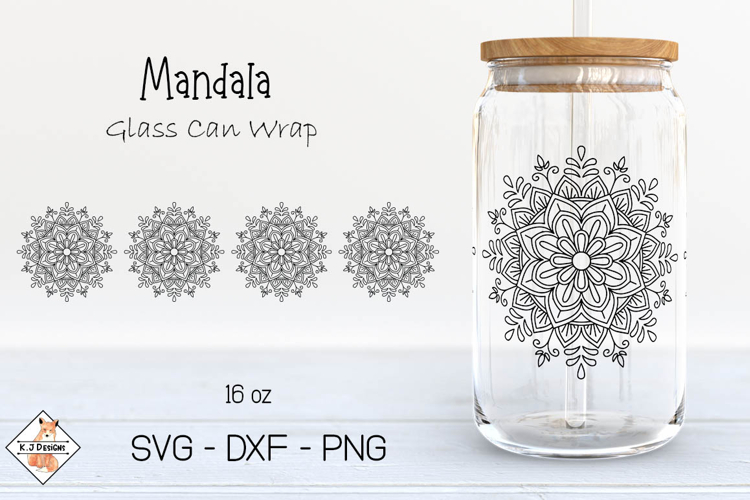 Mandala Beer Glass Can Wrap SVG Design