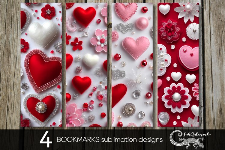 3d hearts | valentine bookmarks sublimation design PLUS