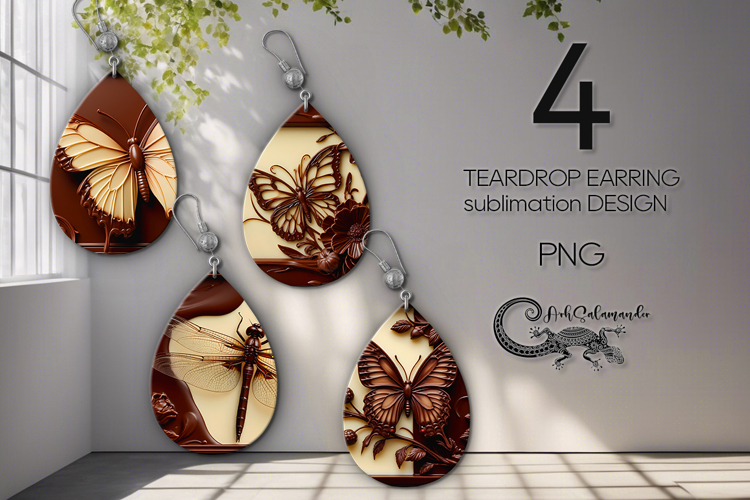 Chocolate is my love | Teardrop earring Sublimation design P
