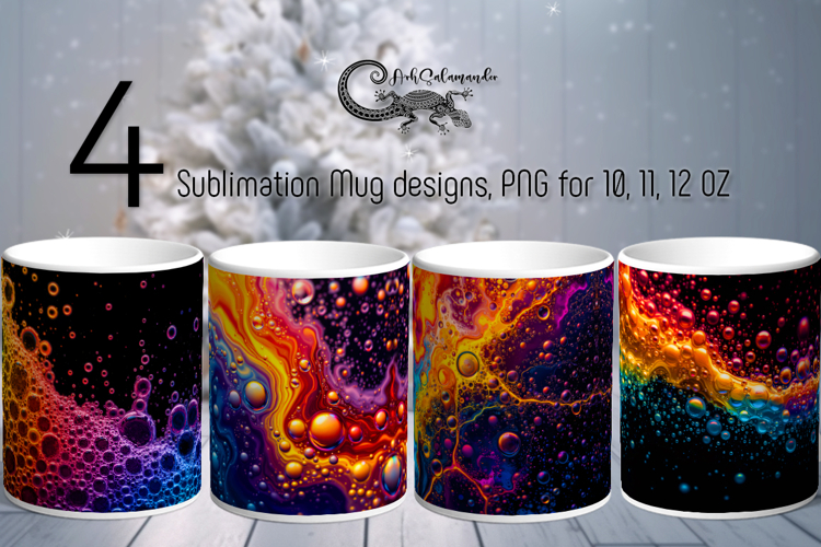 Abstract multicolors | 4 Mug Sublimation designs P2