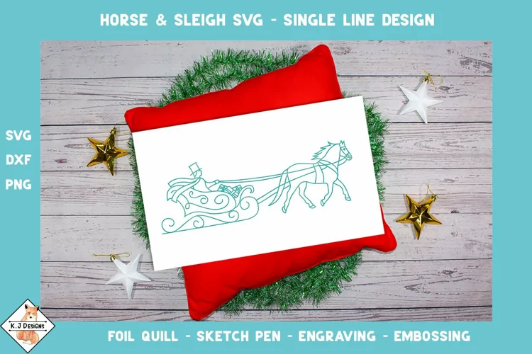Horse & Sleigh SVG for Foil Quill | Single Line Designs