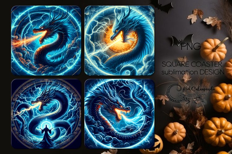 Chinese dragon | 4 square coaster sublimation designs