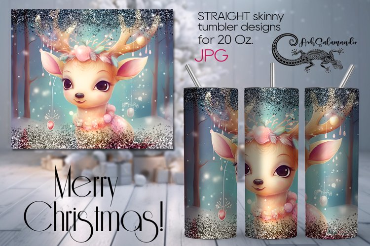 Christmas deer | Kids Xmas Sublimation tumbler design PLUS5 example image 1