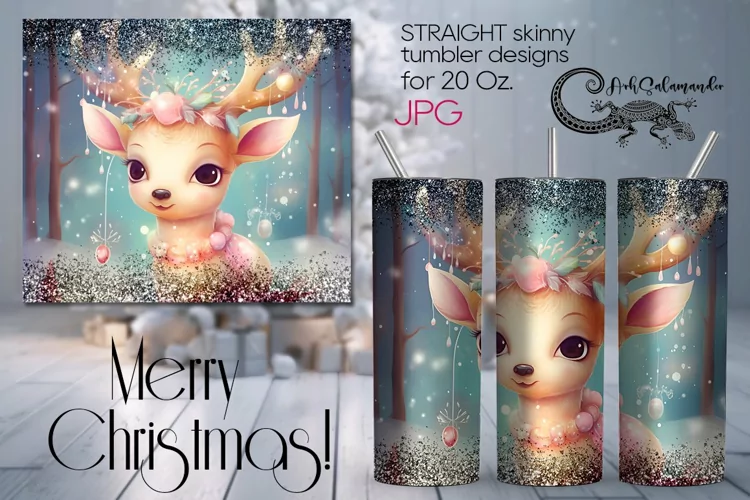 Christmas deer | Kids Xmas Sublimation tumbler design PLUS5