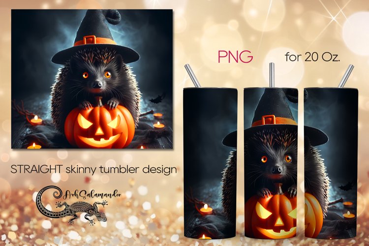 Halloween hedgehog | Skinny tumbler sublimation design PLUS5