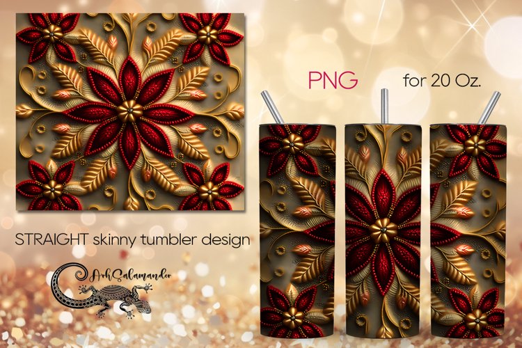 Embroidery | gold skinny tumbler Sublimation design PLUS5