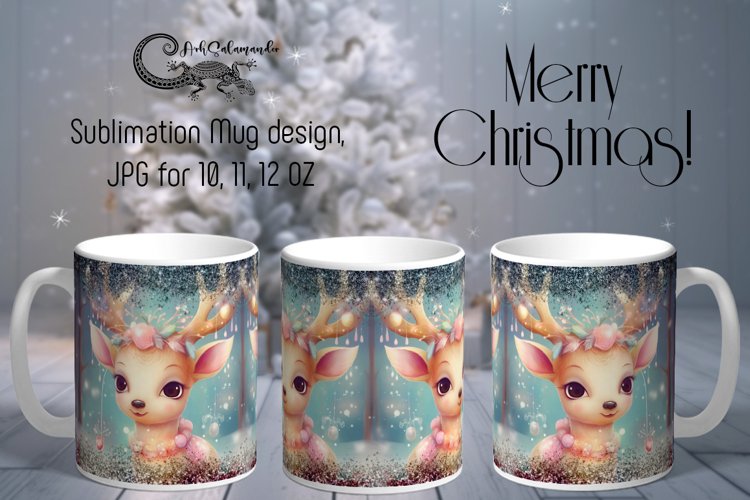 Christmas Deer | Xmas Childrens Mug sublimation design PLUS5