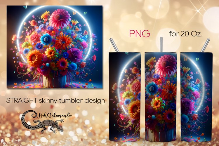 Flowers fantasy| modern skinny tumbler Sublimation design P5