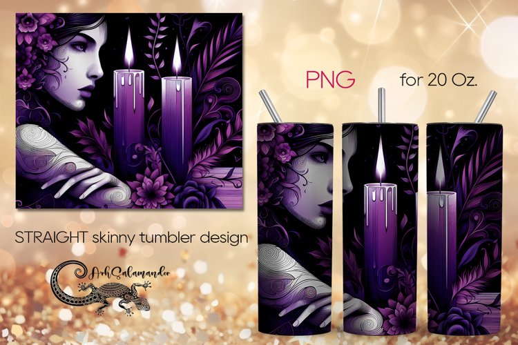 Girl in purple | modern skinny tumbler Sublimation design P5