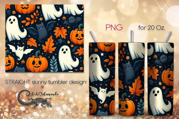 Halloween Pattern | Skinny tumbler sublimation design PLUS5