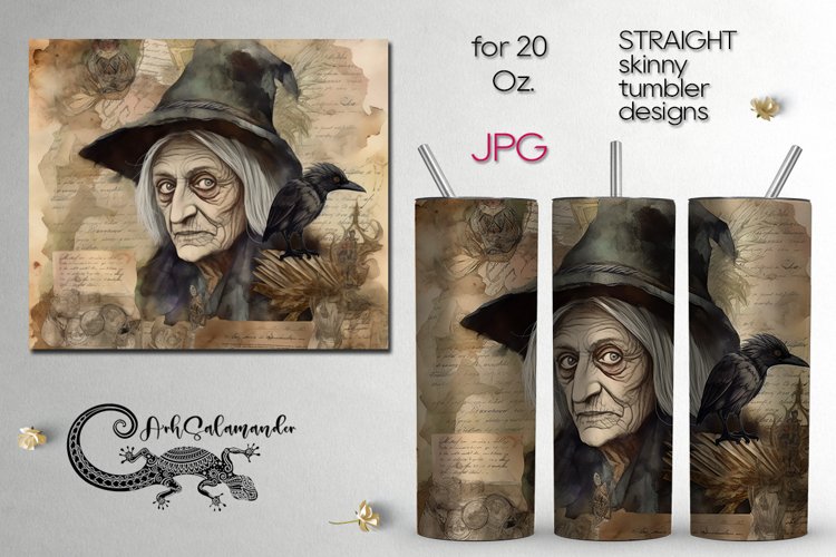 Old gothic crow | Vintage Sublimation skinny tumbler PLUS5 example image 1