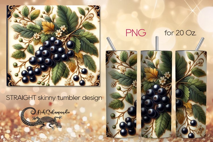 Berries | Retro style Skinny tumbler Sublimation design PL5