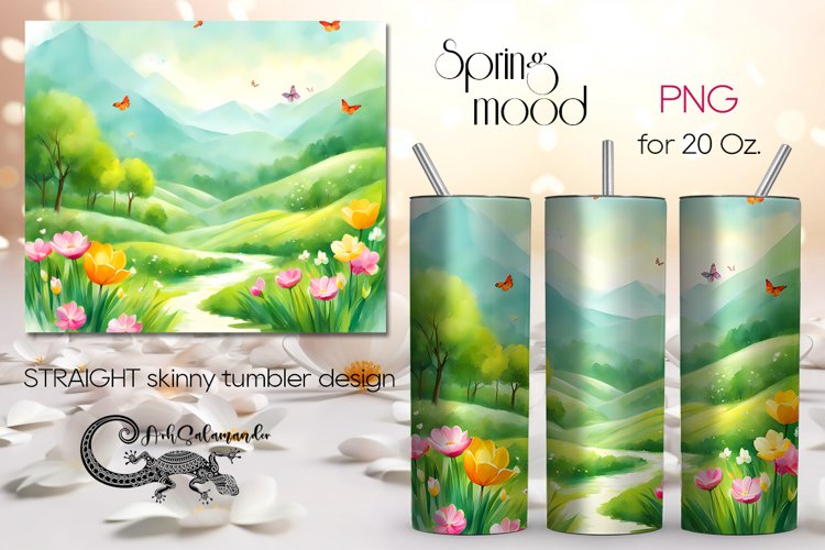 Spring landscape | Skinny tumbler Sublimation design PLUS5