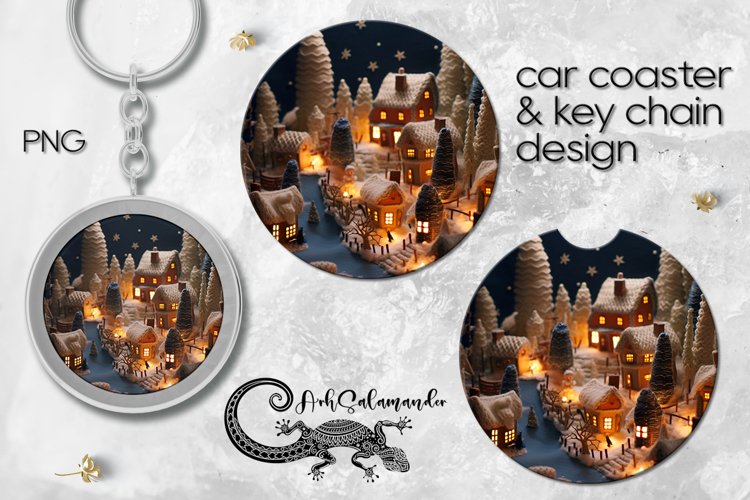 Knitted Xmas | Sublimation Car coaster   key chain PLUS5