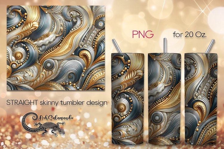 Metallic gold & silver | Straight Skinny Tumbler design PL5