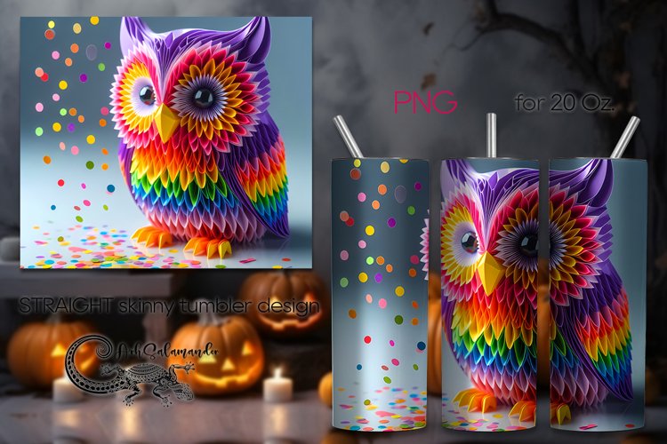 3D papercut Owl | skinny tumbler Sublimation design PLUS5