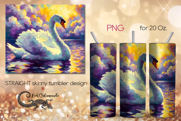 Swan | impressiomism skinny tumbler Sublimation design PLUS5