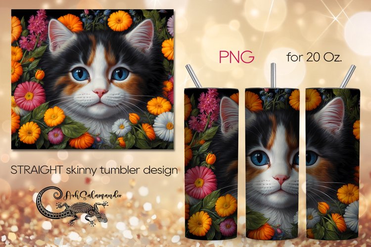 Cats   flowers | skinny tumbler Sublimation design PLUS5