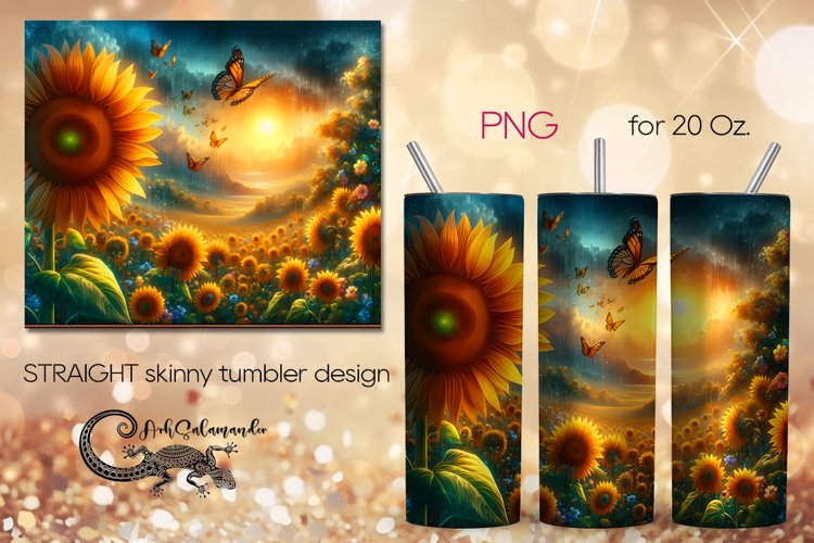 Romantic sunflower | Skinny tumbler Sublimation design PLUS5