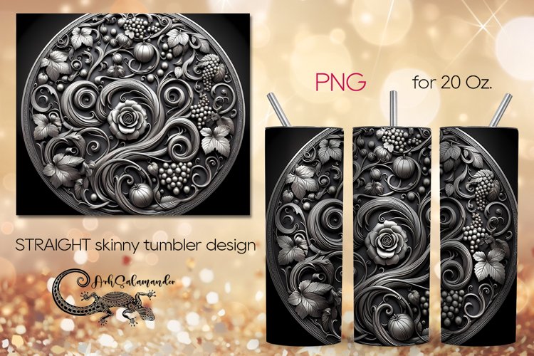 Metallic pattern design | Straight Skinny Tumbler PLUS5