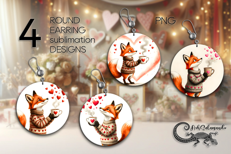 Love atmosphere | 4 Valentine Sublimation round earring