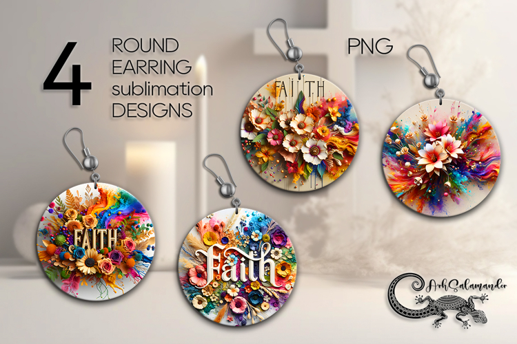 Christian Cross | 4 faith Sublimation Round Earring designs