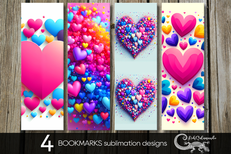 Love hearts | valentine bookmarks sublimation design PL