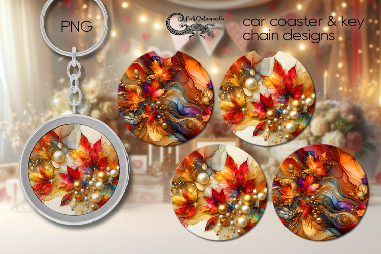 Abstract Autumn | Fall Car coaster & key chain designs, PL