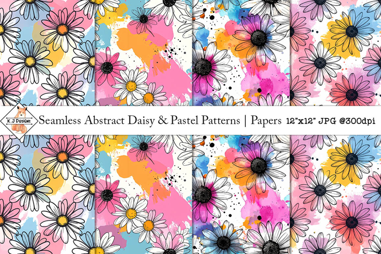 Seamless abstract daisy patterns