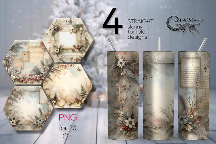 Vintage Christmas | 4 xmas Sublimation Tumbler Designs P