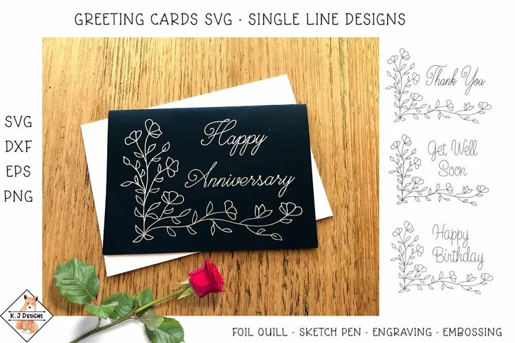 Greeting Card SVG for Foil Quill | Single Line Designs