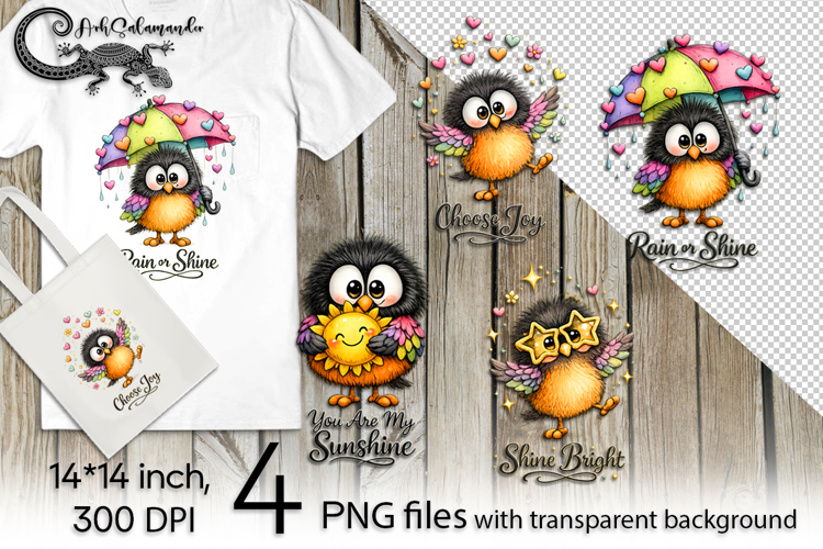 Inspiring inscription bird | 4 positive PNG designs