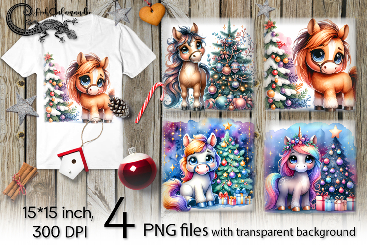 Christmas Horse | 4 PNG Sublimation designs P