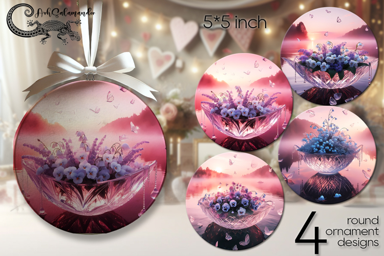 Fantasy sunset | fairy watercolor round ornaments design