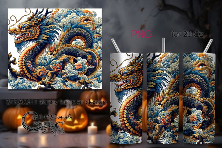 Chinese dragon | Retro Skinny tumbler sublimation design PL
