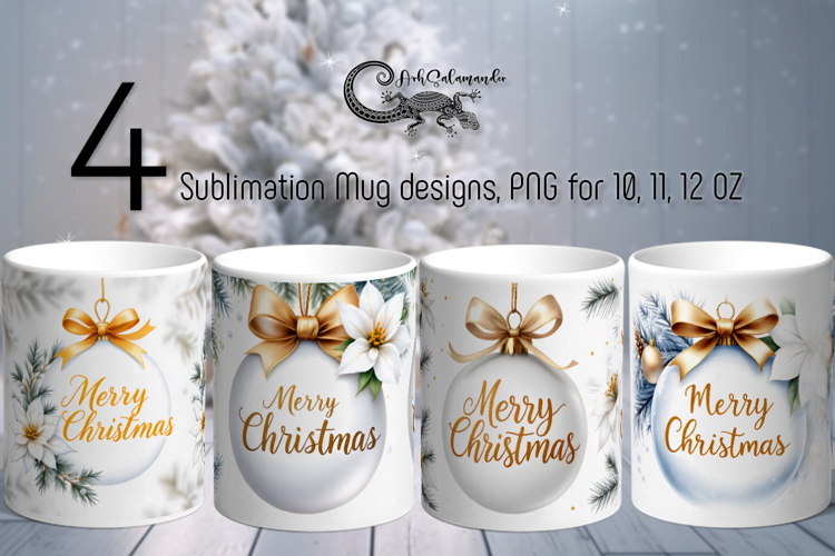 Christmas decor | 4 Retro Sublimation Mug designs