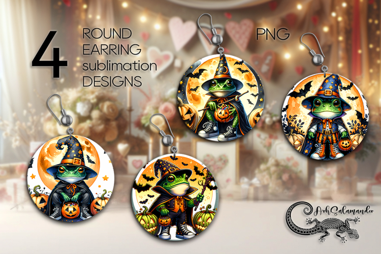 Halloween character | 4 Sublimation round earring designs